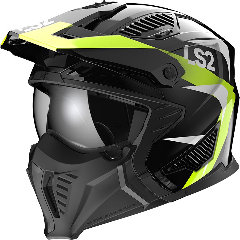 Casco LS2 OF606 Drifter Triality Negro/Amarillo Brillante