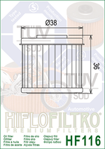 FILTRO DE ACEITE HF-116 CRF450R/CRF250R (38X36) HIFLO