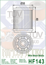 FILTRO DE ACEITE HF-143 XT225/200/XT350/TTR230 (38x48) HIFLO