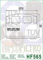 FILTRO DE ACEITE HF-565 APRILIA/GILERA/GUZZI (76x58) HIFLO