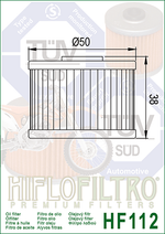 FILTRO DE ACEITE HF-112 XR250 TORNADO/XLR250/TWISTER/XR400/XR650/KLX250/CR6 (50x38) HIFLO