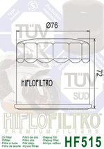 FILTRO DE ACEITE HF-515 ROYAL ENFIELD650 (76x72) HIFLO