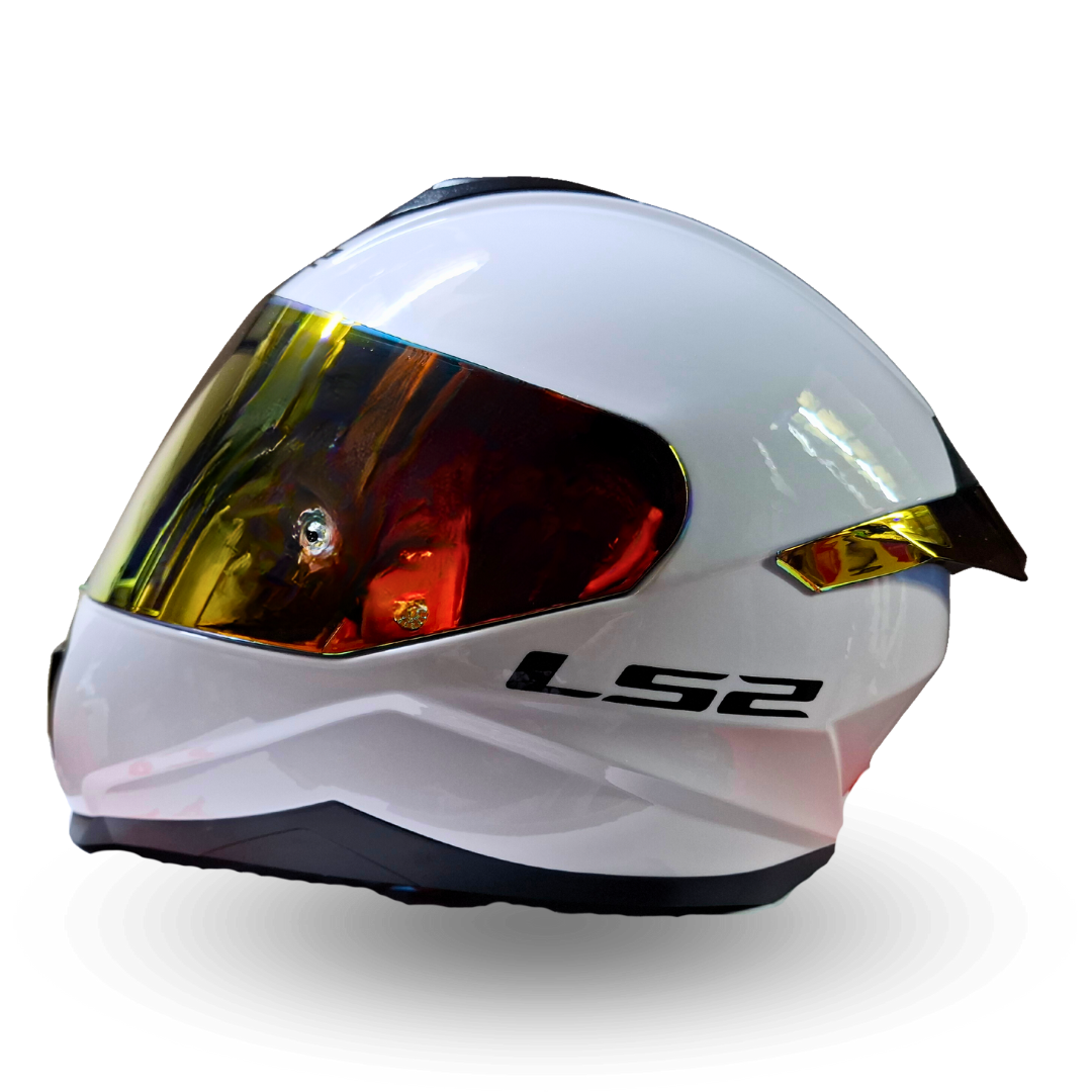 Casco LS2 FF802 Flash Blanco Visor Dorado/Rojo Brillante