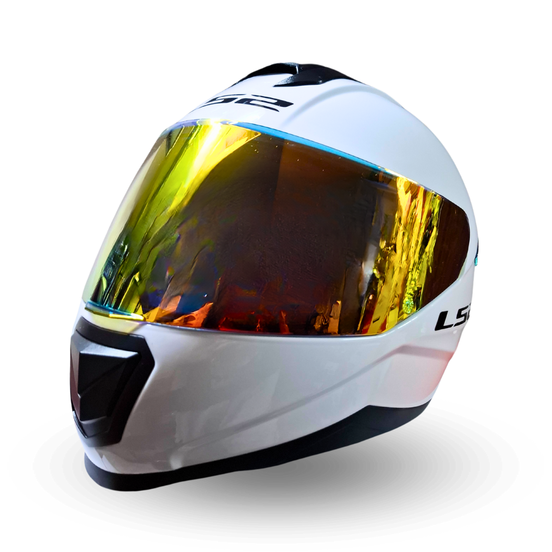 Casco LS2 FF802 Flash Blanco Visor Dorado/Rojo Brillante