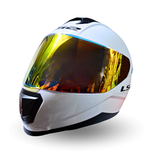 Casco LS2 FF802 Flash Blanco Visor Dorado/Rojo Brillante