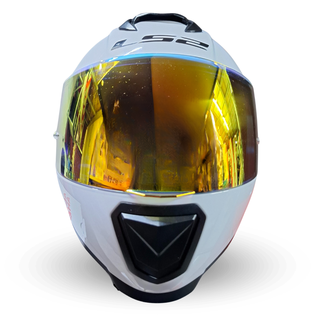 Casco LS2 FF802 Flash Blanco Visor Dorado/Rojo Brillante