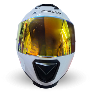 Casco LS2 FF802 Flash Blanco Visor Dorado/Rojo Brillante