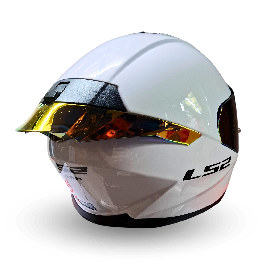 Casco LS2 FF802 Flash Blanco Visor Dorado/Rojo Brillante