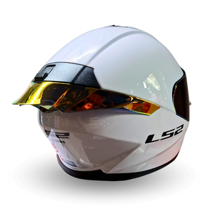 Casco LS2 FF802 Flash Blanco Visor Dorado/Rojo Brillante