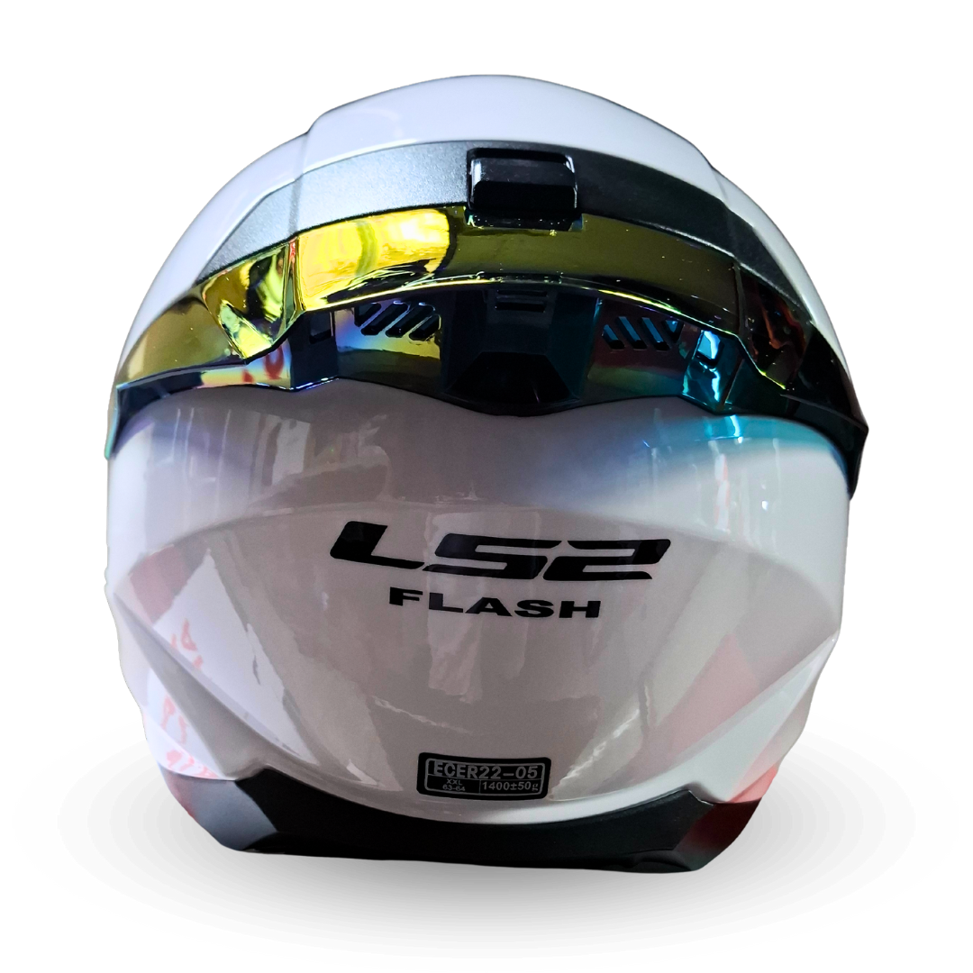 Casco LS2 FF802 Flash Blanco Visor Dorado/Rojo Brillante