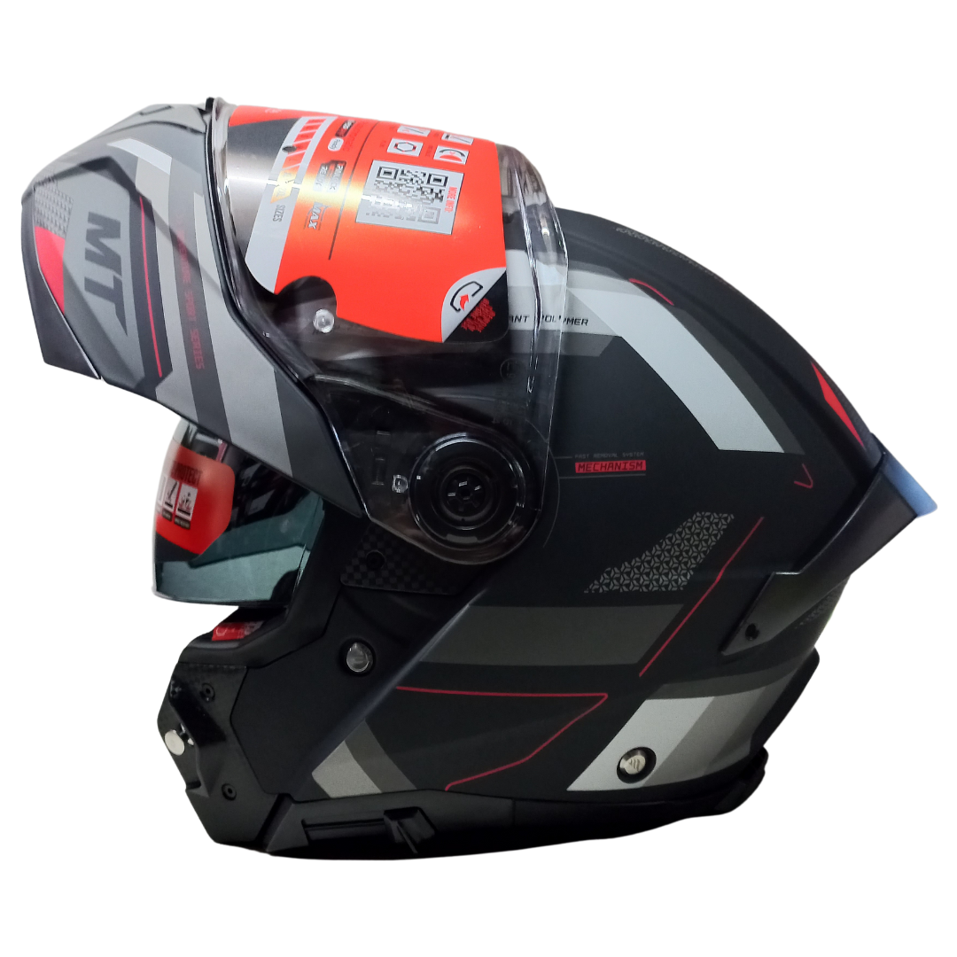 Casco Modular MT Atom 2 SV Bast D5 Negro/Gris/Rojo Mate