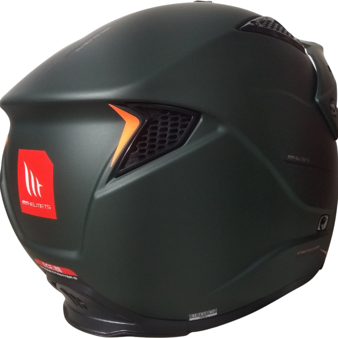 Casco MT StreetFighter SV S Solid Verde Oscuro/Naranja Mate