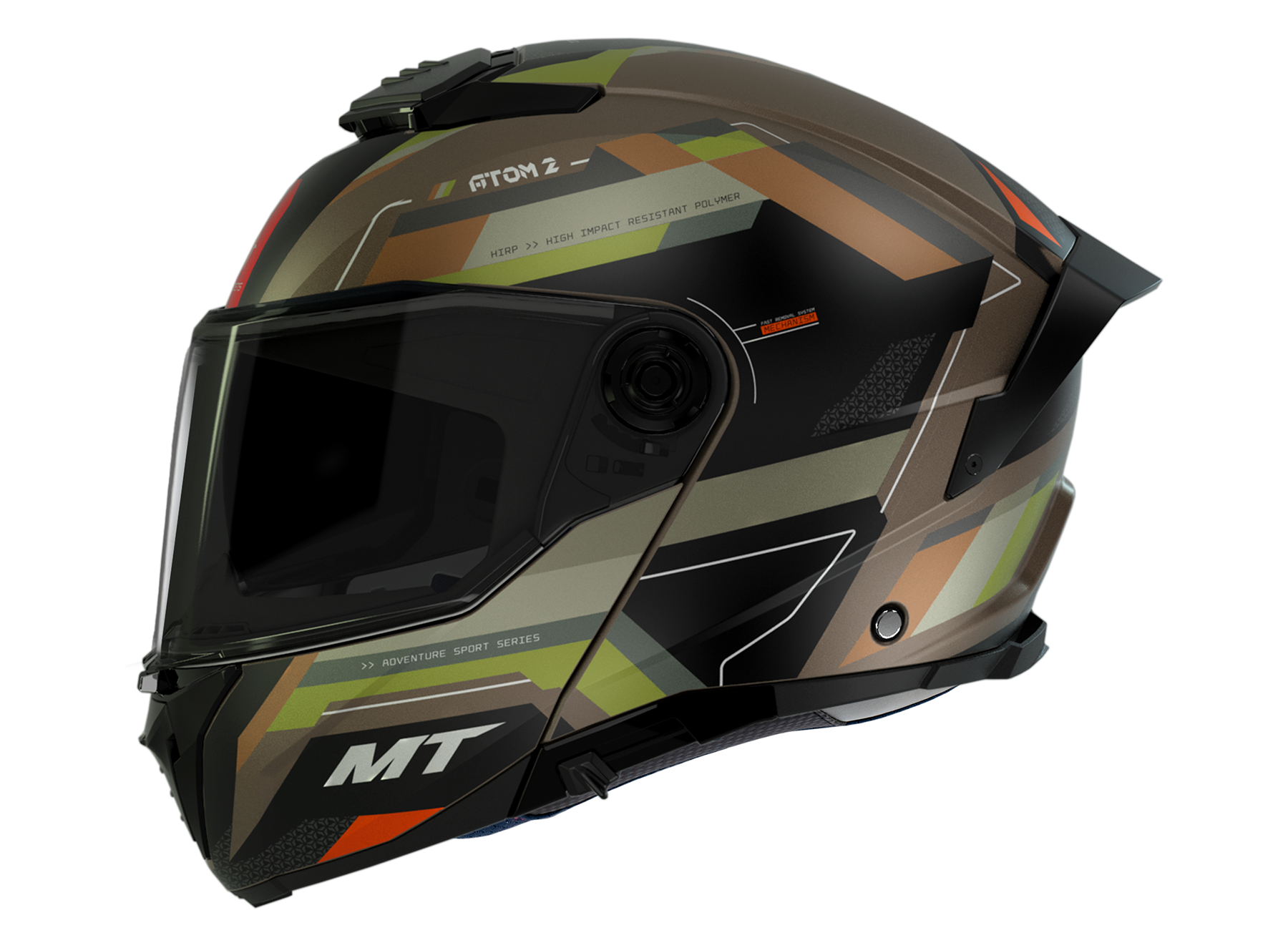 Casco Modular MT Atom 2 SV Bast A6 Verde Camuflaje Mate