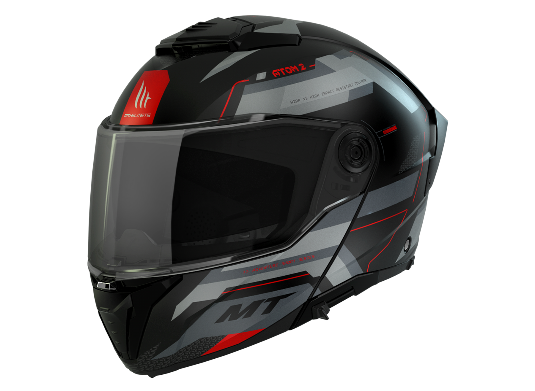 Casco Modular MT Atom 2 SV Bast D5 Negro/Gris/Rojo Mate