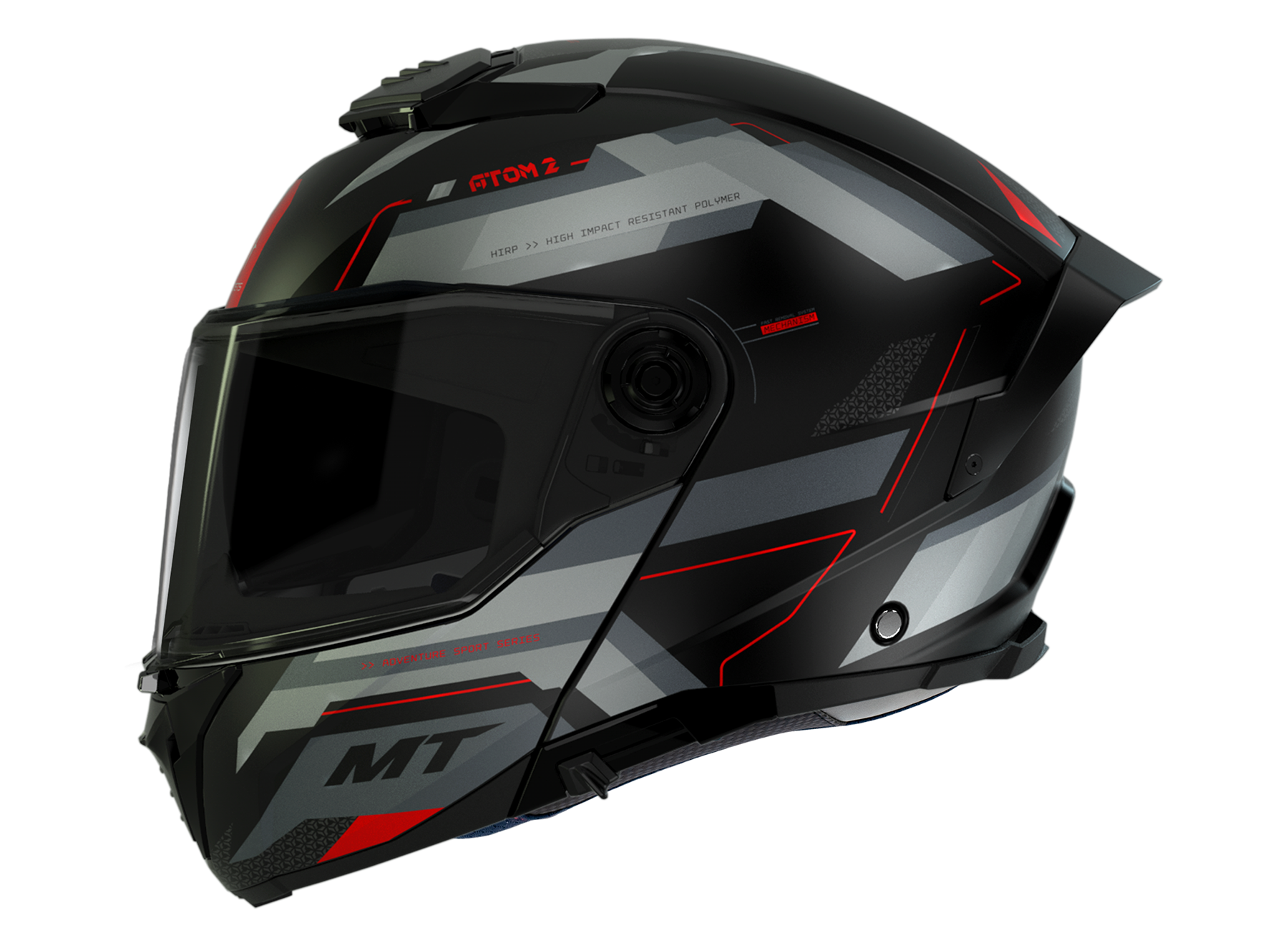 Casco Modular MT Atom 2 SV Bast D5 Negro/Gris/Rojo Mate