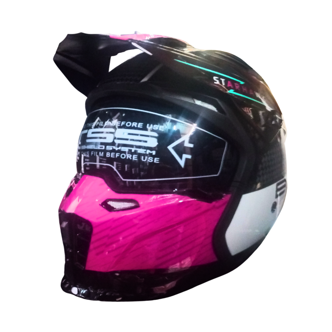 Casco BLD 163 Starhawk Negro/Blanco/Rosa Brillante