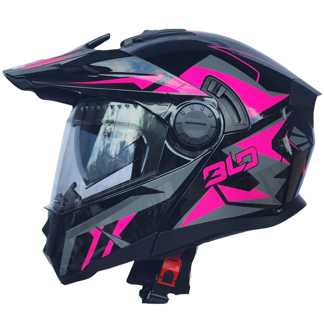 Casco Modular 165 Jimu Negro/Rosa Brillante