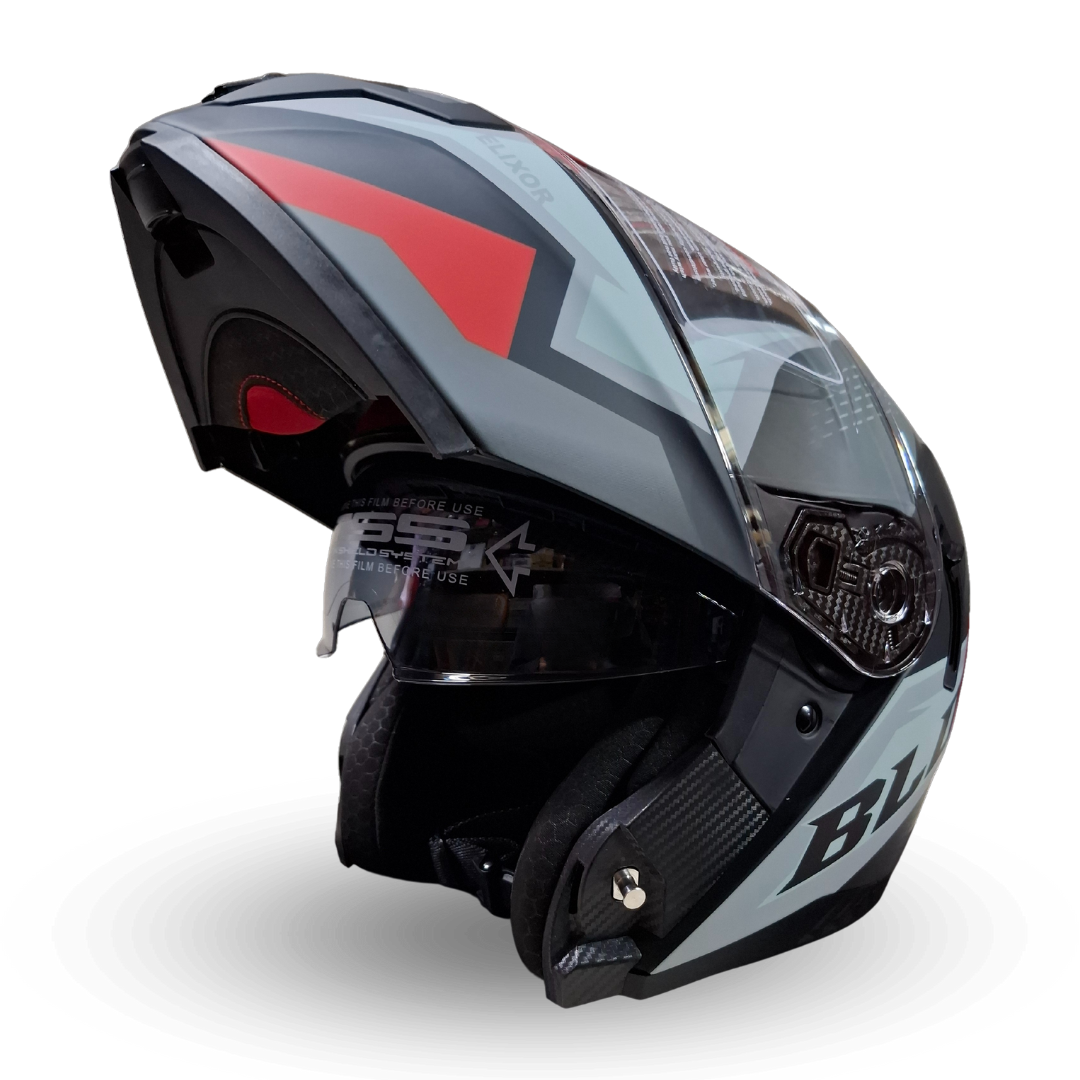 Casco Modular BLD 166 Elixor Gris/Rojo Mate