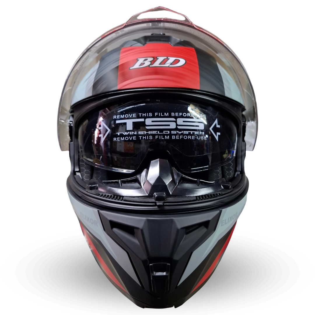 Casco Modular BLD 166 Elixor Gris/Rojo Mate