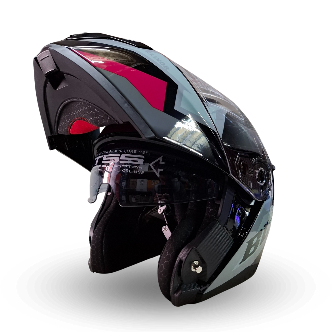 Casco Modular BLD 166 Elixor Gris/Rosa Brillante