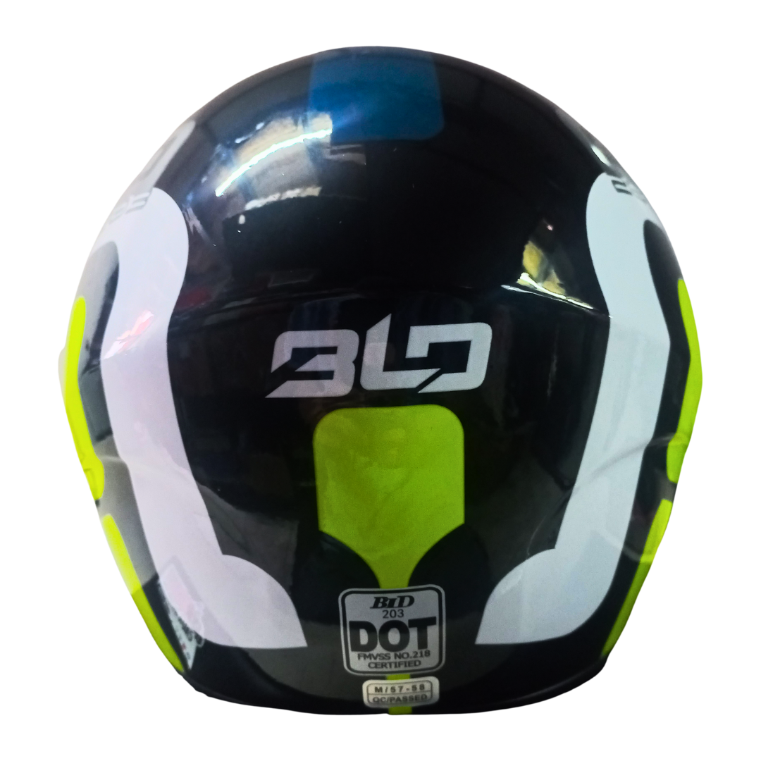 Casco Abierto BLD 203 Borix Negro/Azul/Amarillo Brillante