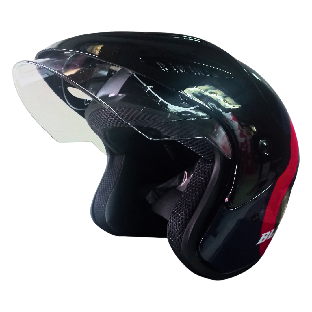 Casco Abierto BLD 203 Kortan Negro/Rojo/Azul Brillante