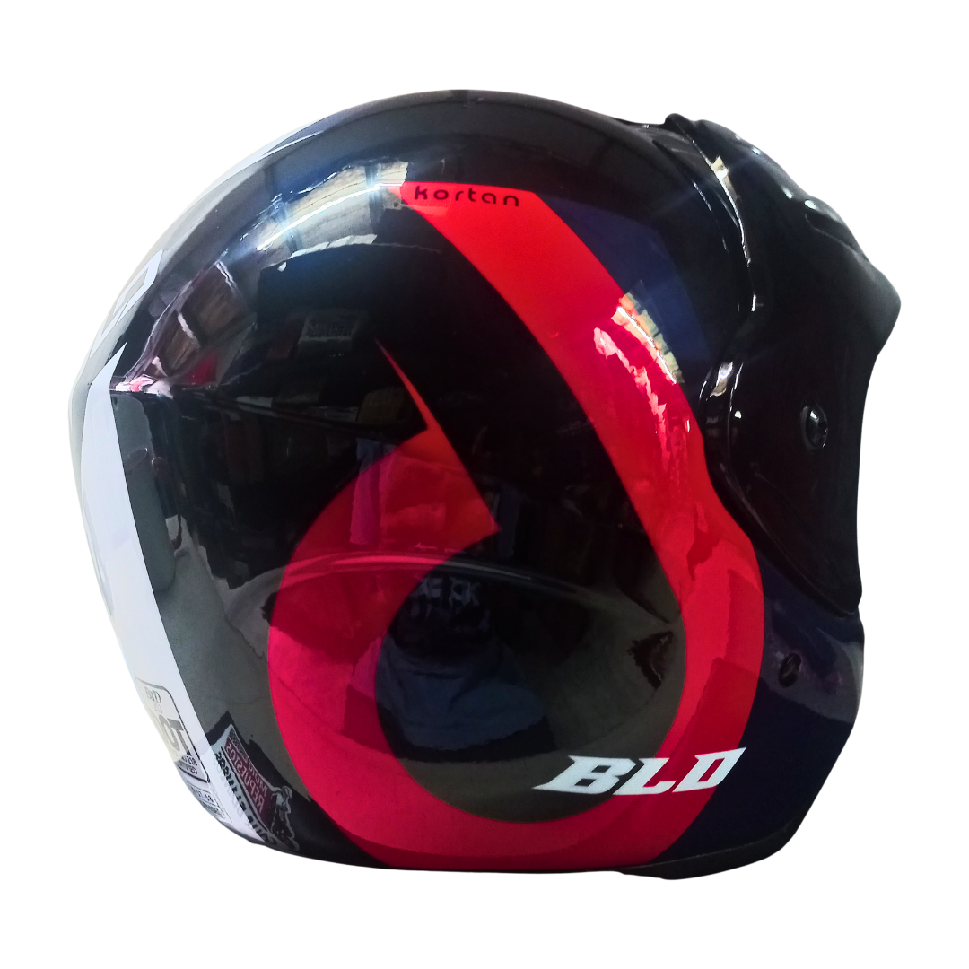 Casco Abierto BLD 203 Kortan Negro/Rojo/Azul Brillante