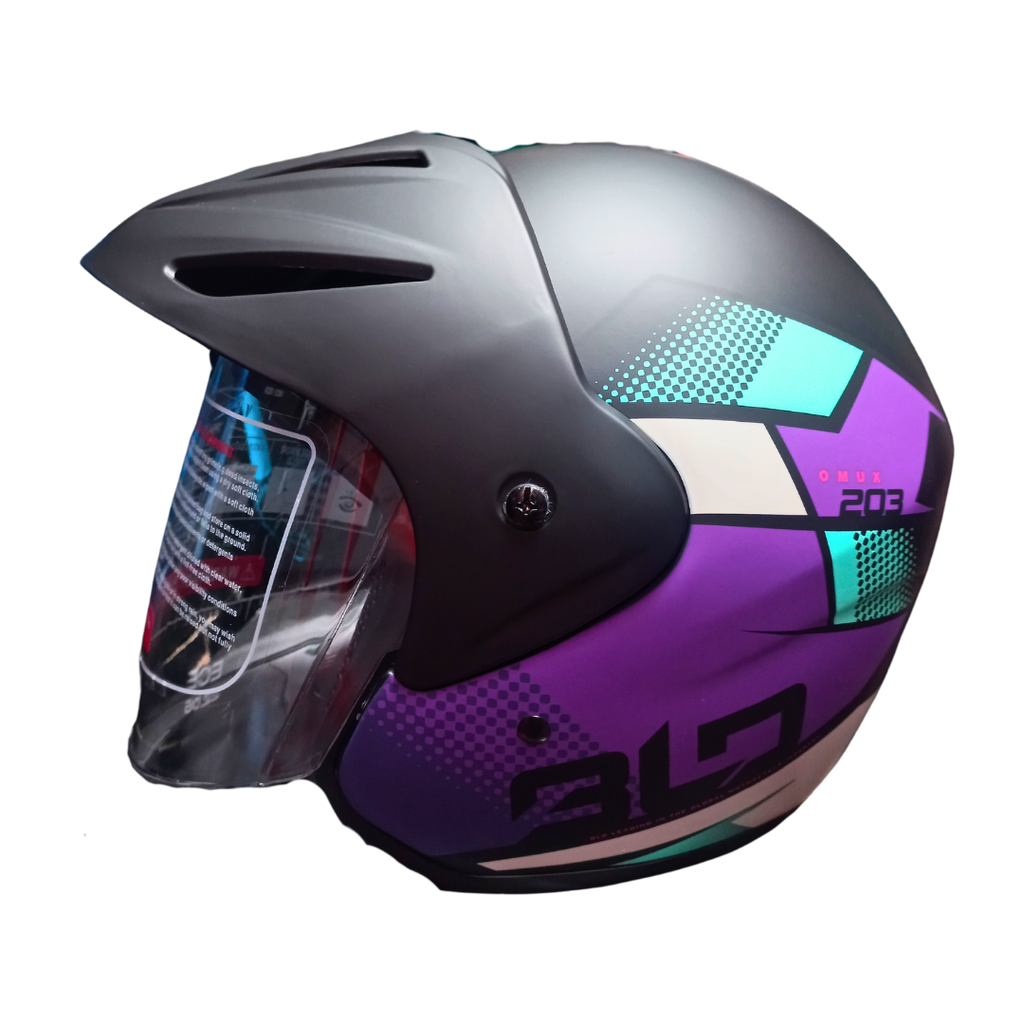 Casco Abierto 203 Omux Negro/Morado Mate