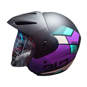 Casco Abierto 203 Omux Negro/Morado Mate