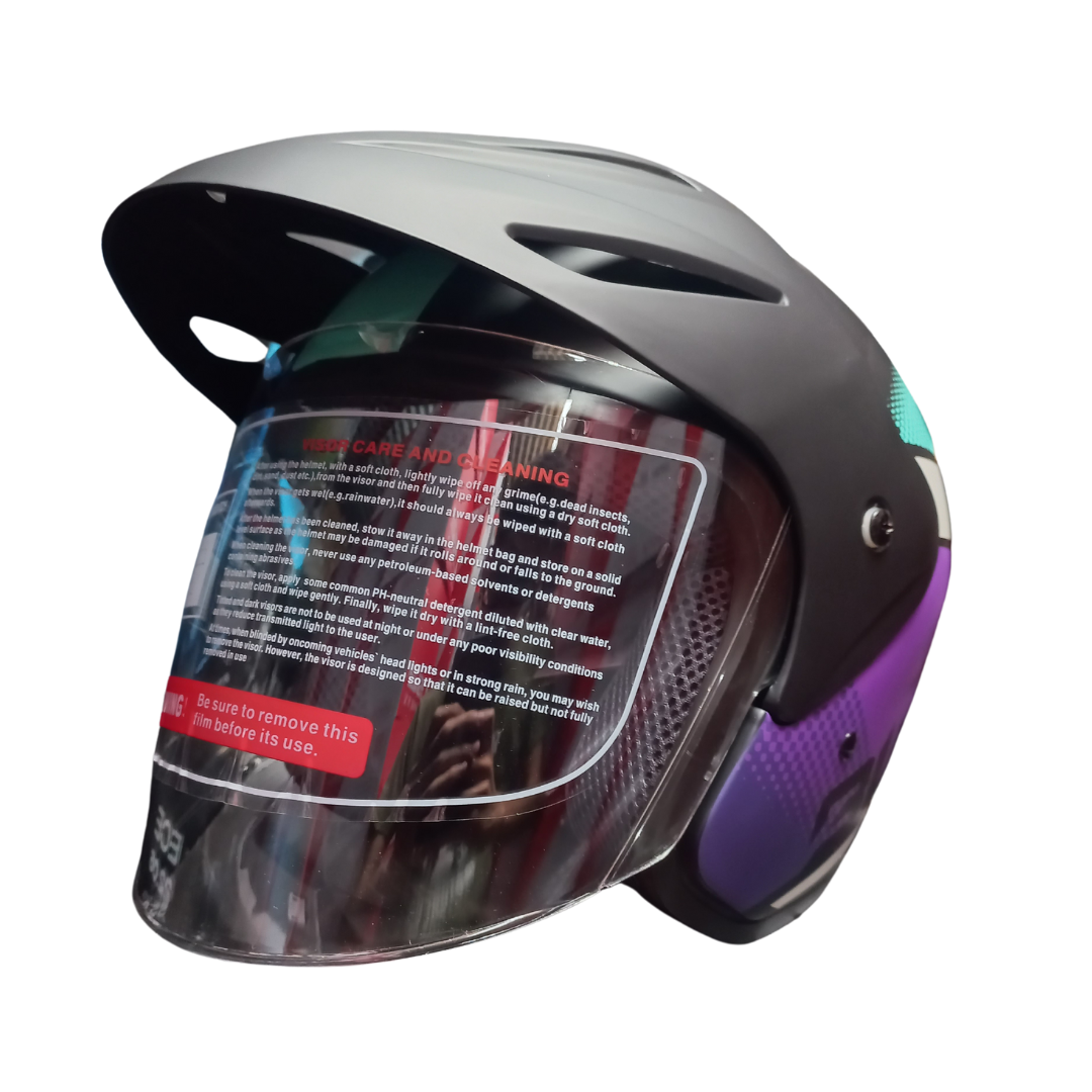 Casco Abierto 203 Omux Negro/Morado Mate