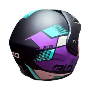 Casco Abierto 203 Omux Negro/Morado Mate