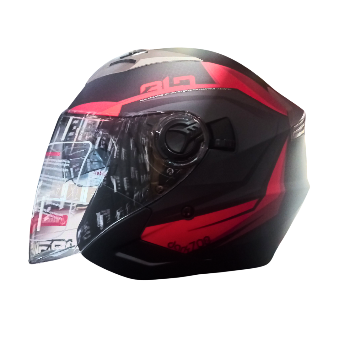 Casco Abierto BLD 708 Dark Negro/Rojo Mate