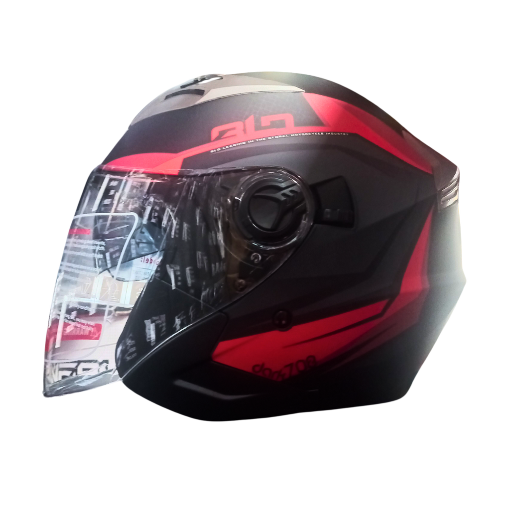 Casco Abierto BLD 708 Dark Negro/Rojo Mate