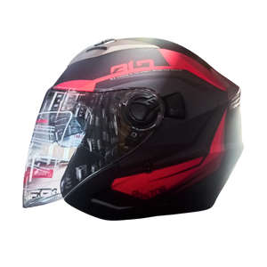 Casco Abierto BLD 708 Dark Negro/Rojo Mate