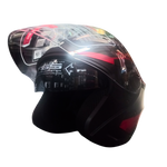 Casco Abierto BLD 708 Dark Negro/Rojo Mate