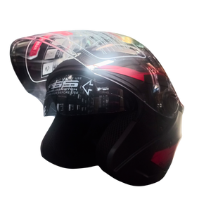 Casco Abierto BLD 708 Dark Negro/Rojo Mate