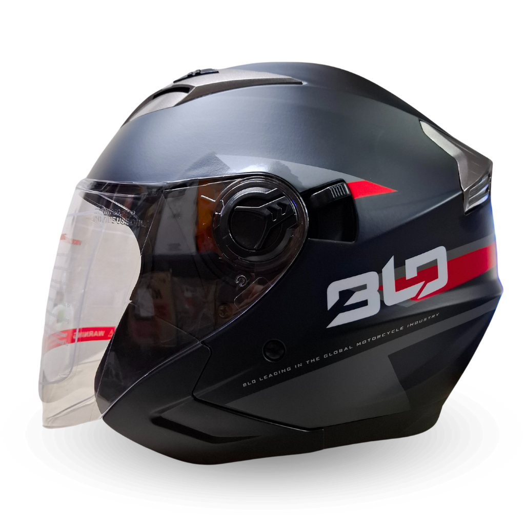 Casco Abierto BLD 708 Linox Negro/Rojo Mate