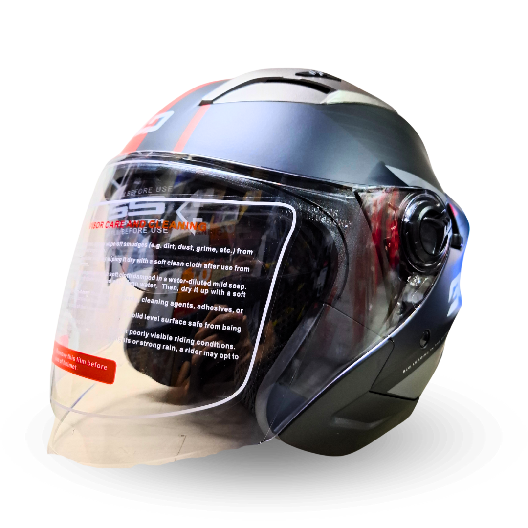 Casco Abierto BLD 708 Linox Negro/Rojo Mate