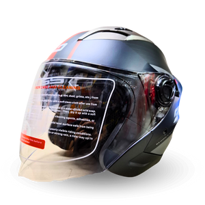 Casco Abierto BLD 708 Linox Negro/Rojo Mate