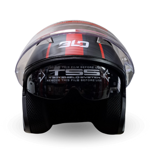 Casco Abierto BLD 708 Linox Negro/Rojo Mate