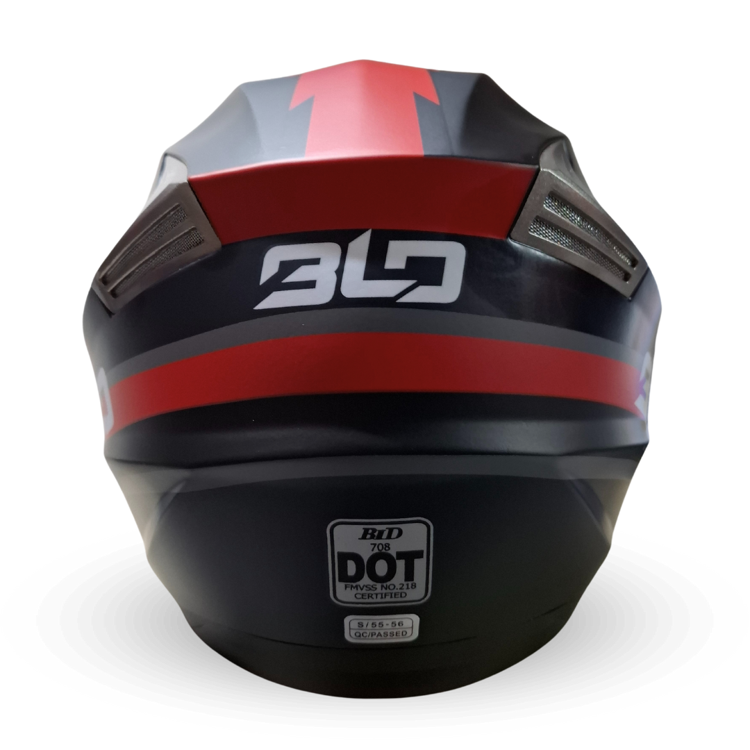 Casco Abierto BLD 708 Linox Negro/Rojo Mate