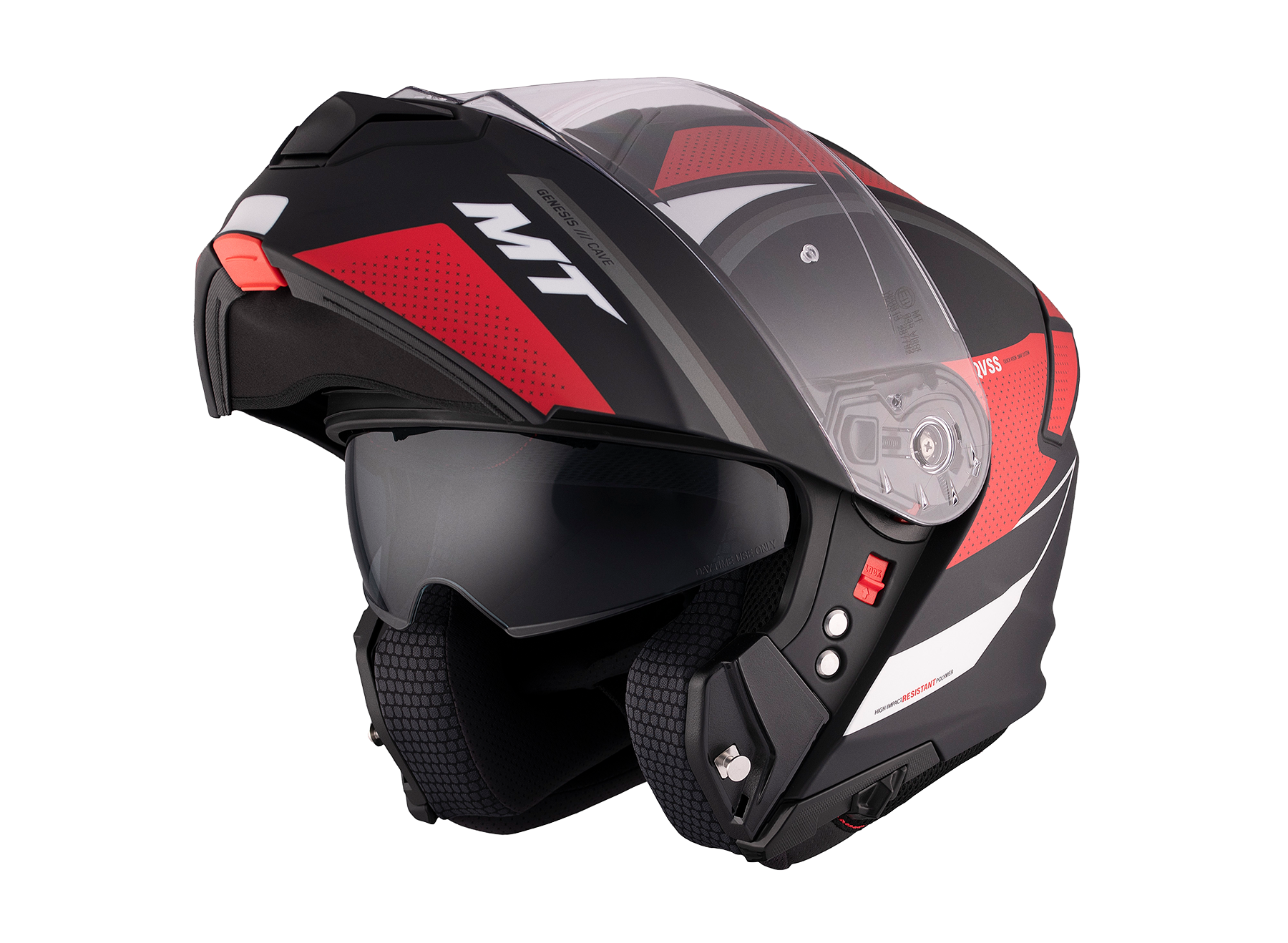 Casco MT Genesis SV Cave A5 Negro/Rojo Mate