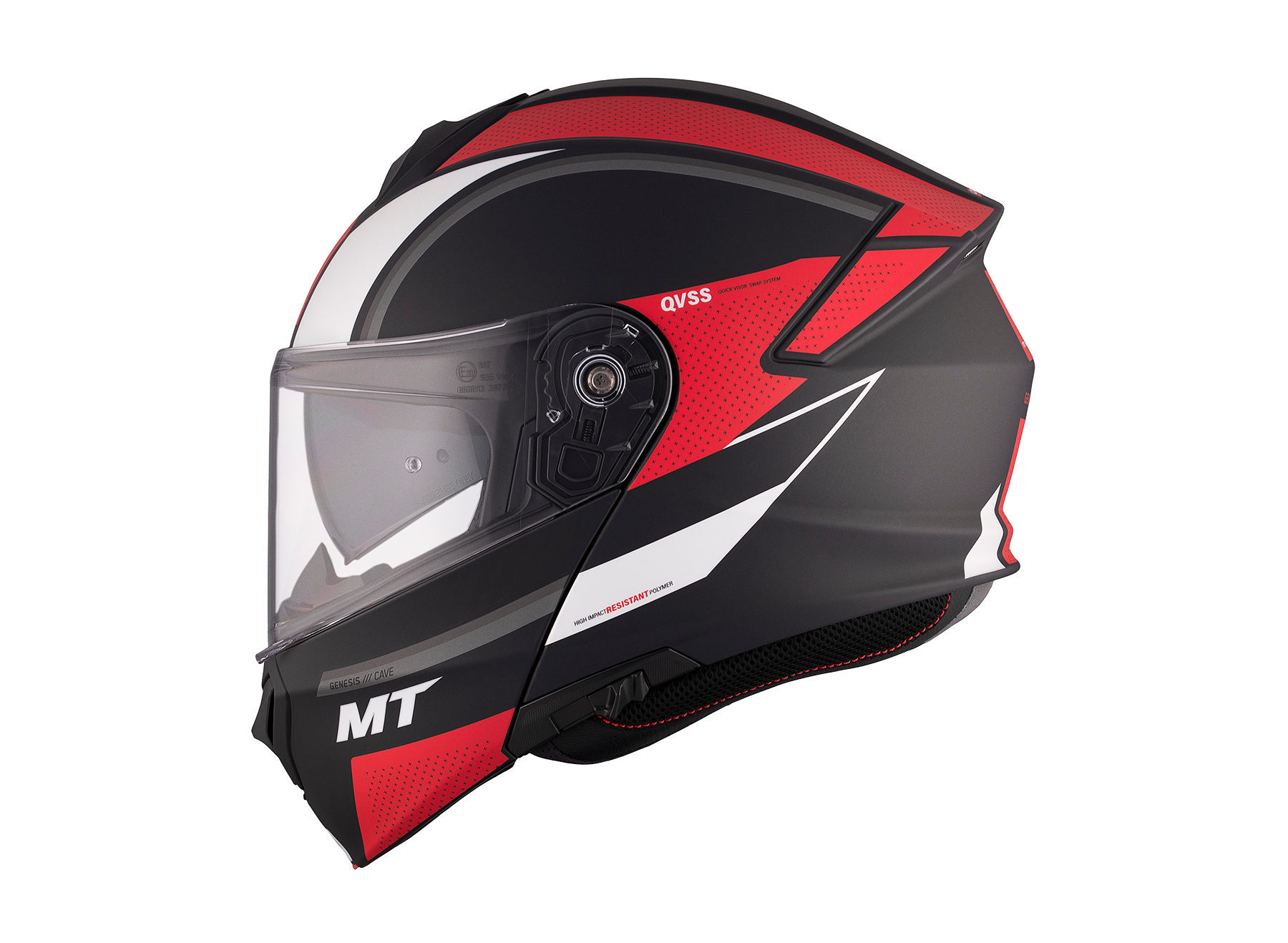 Casco MT Genesis SV Cave A5 Negro/Rojo Mate