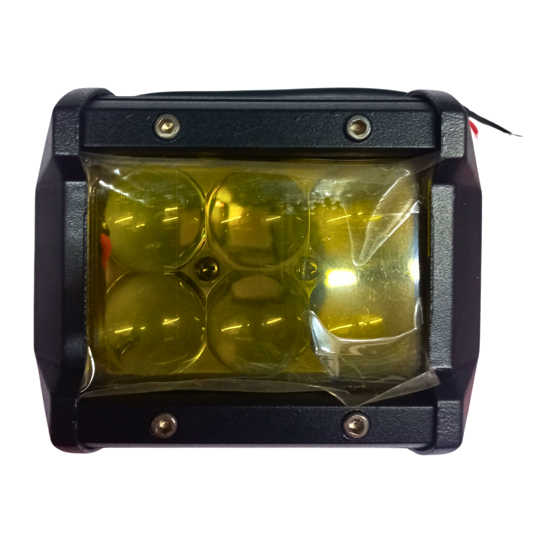 Halógeno Rectangular 6 Led 18w Negro Luz Amarilla