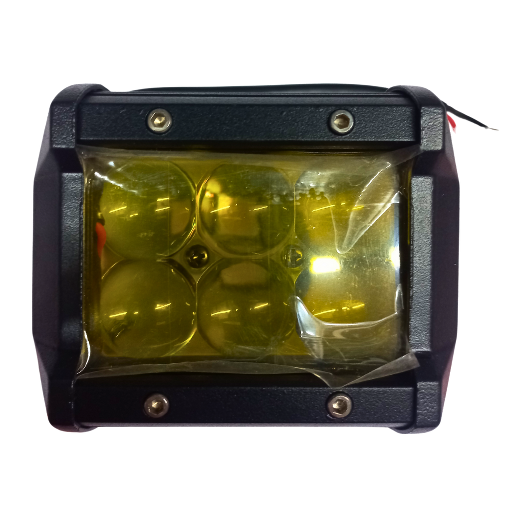 Halógeno Rectangular 6 Led 18w Negro Luz Amarilla