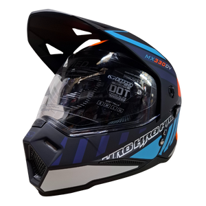 Casco HRO MX-330 Merax Azul/Naranja Mate