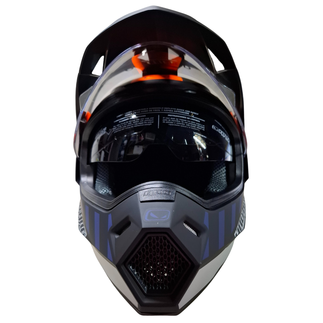 Casco HRO MX-330 Merax Azul/Naranja Mate