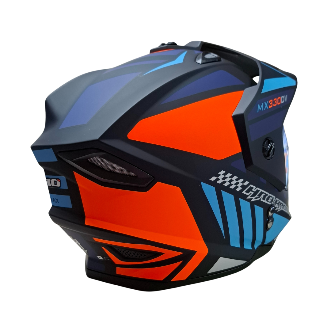 Casco HRO MX-330 Merax Azul/Naranja Mate