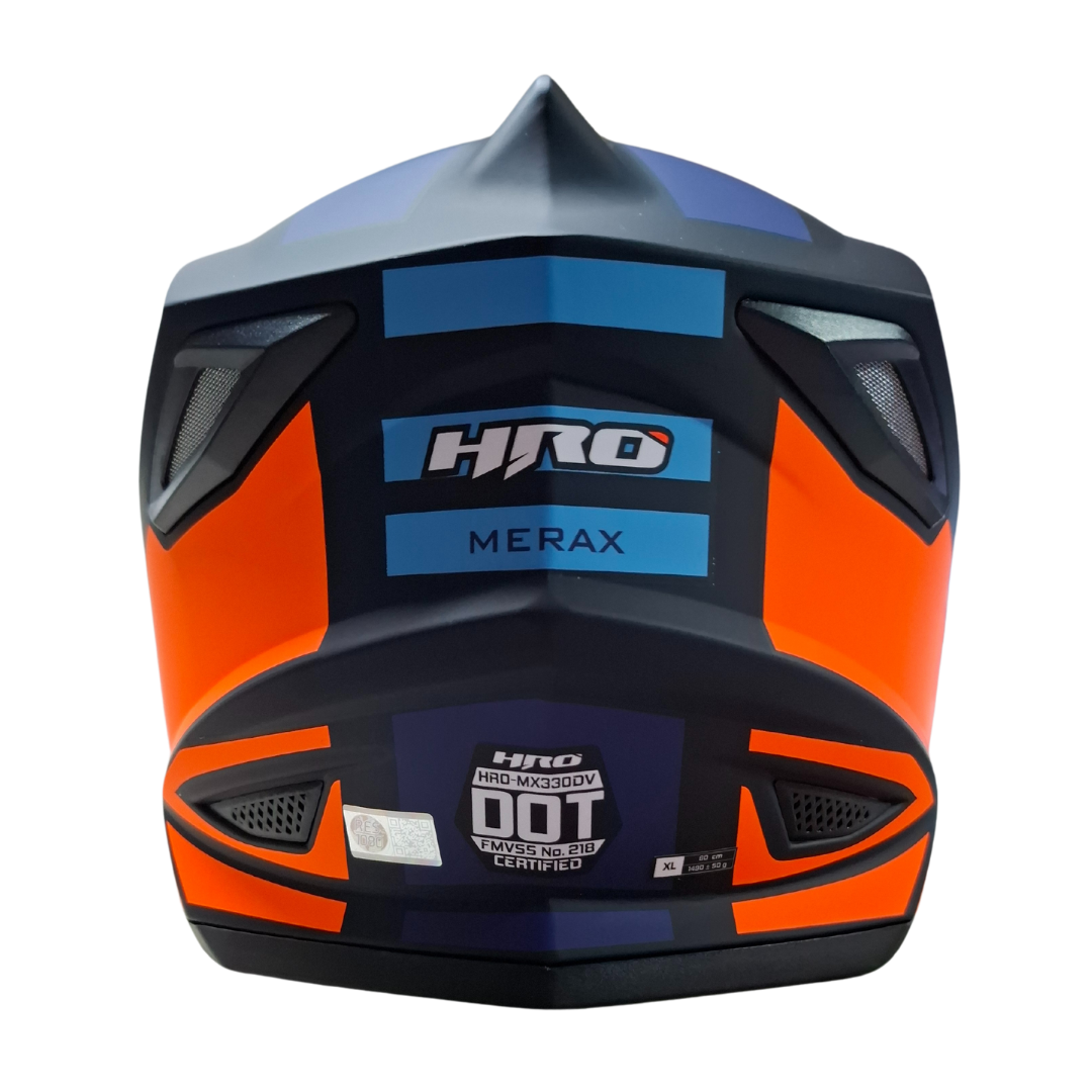 Casco HRO MX-330 Merax Azul/Naranja Mate