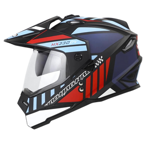 Casco Doble Proposito HRO MX-330 DV Merax Negro/Azul/Rojo Mate